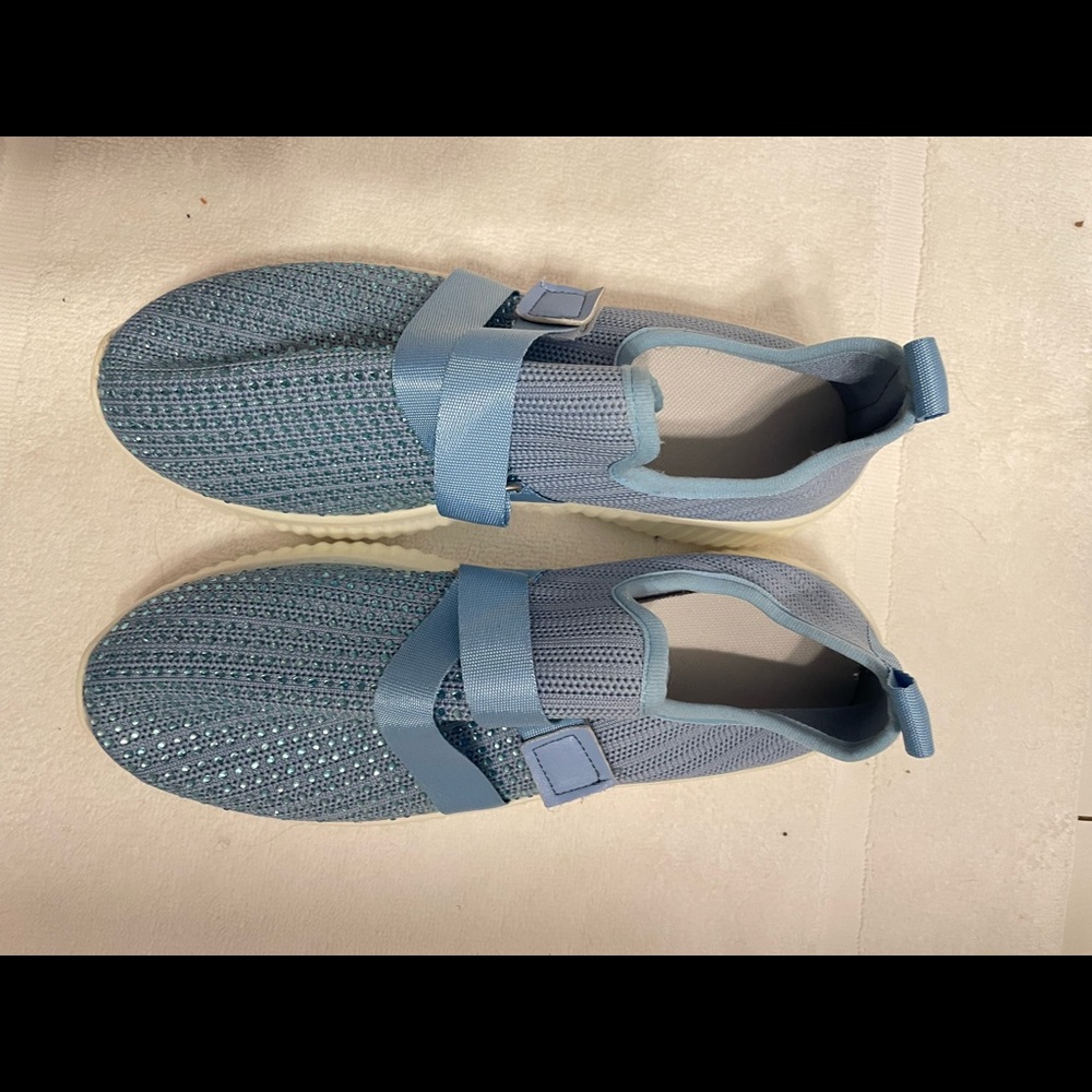 Light Blue studded shoes rubber sole . Slippery new